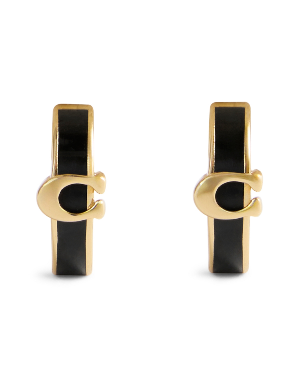 Coach Gold Plated Signature C Enamel Huggie Earrings