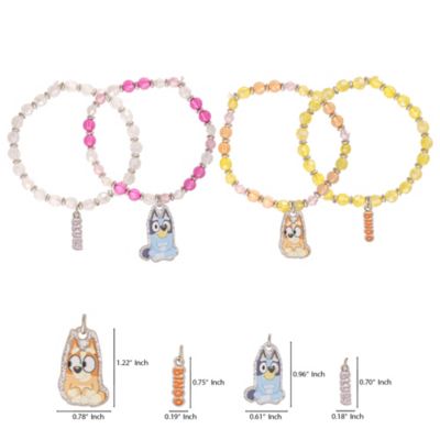Beaded Bracelet Set, 4-Pack, Character Charms, Adjustable Stretch