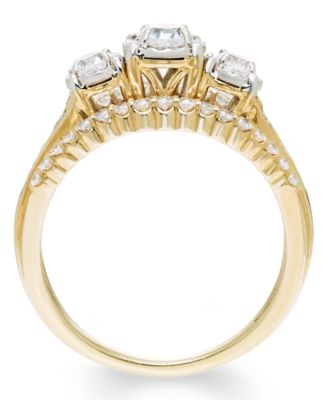 Diamond 3-Stone Ring (1 ct. t.w.) in 14k Yellow Gold