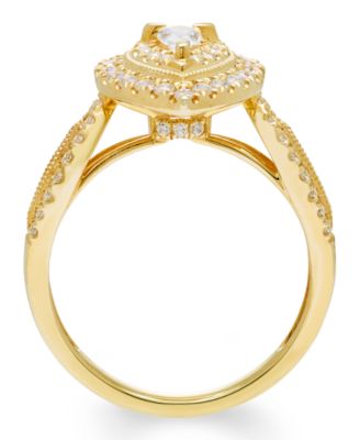 Diamond Pear Shape Halo Ring (3/4 ct. t.w.) in 14k Yellow Gold