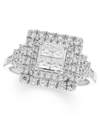 Diamond Multi Princess Halo Ring (1 ct. t.w.) in 14k White Gold