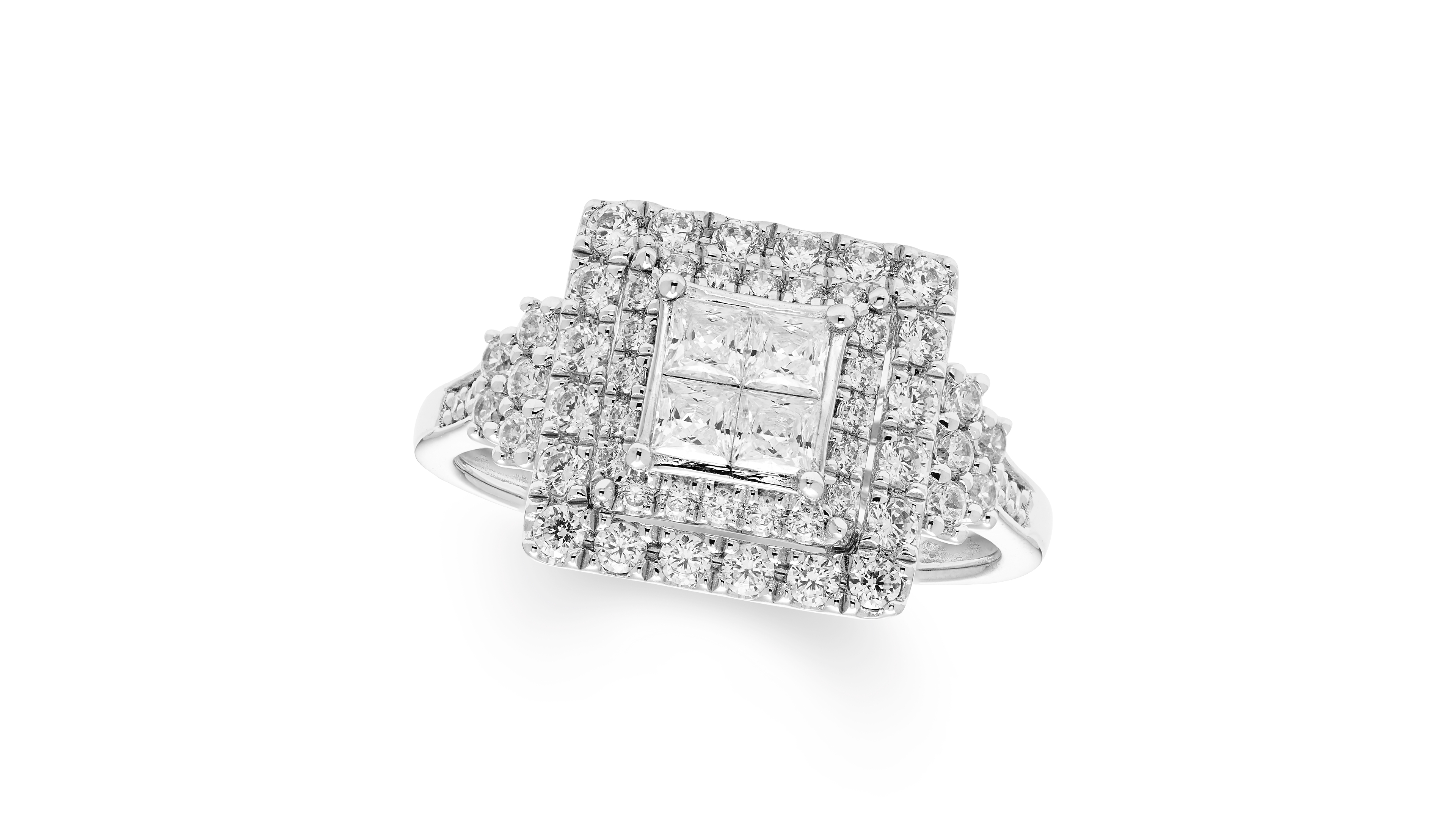 Macy's Diamond Multi Princess Halo Ring (1 ct. t.w.) in 14k White Gold