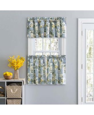 Ellis Hydrangea Classic Pattern Printed 3" Rod Pocket Window Tailored Valance 70"x12" Blue