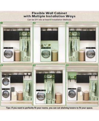 Laundry Room Organizer Cabinet with Hanging Rods