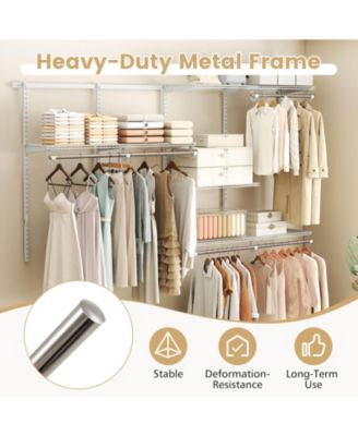 4-8 FT Wall-Mounted Closet Organizers and Storage System with Hanging Rod