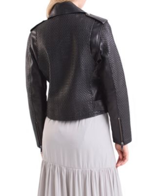 Women's Claire Leather Woven Biker Jacket