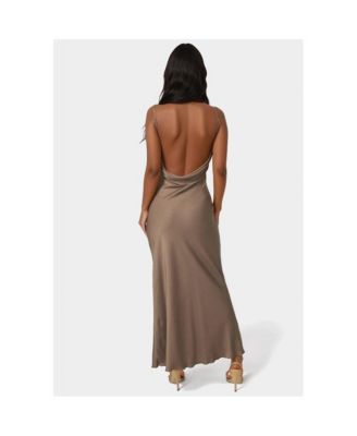 Womens Crepe Drape Back Maxi Dress