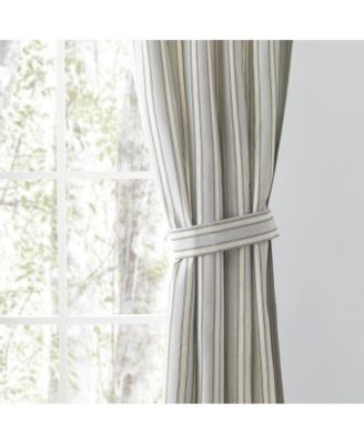 Springfield Stripe Tailored 3" Rod Pocket Curtain Panel Pair with Ties 82" x 84"
