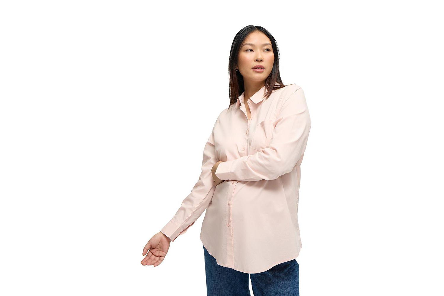 Women's Long Sleeve Poplin Nursing Button-Down Shirt