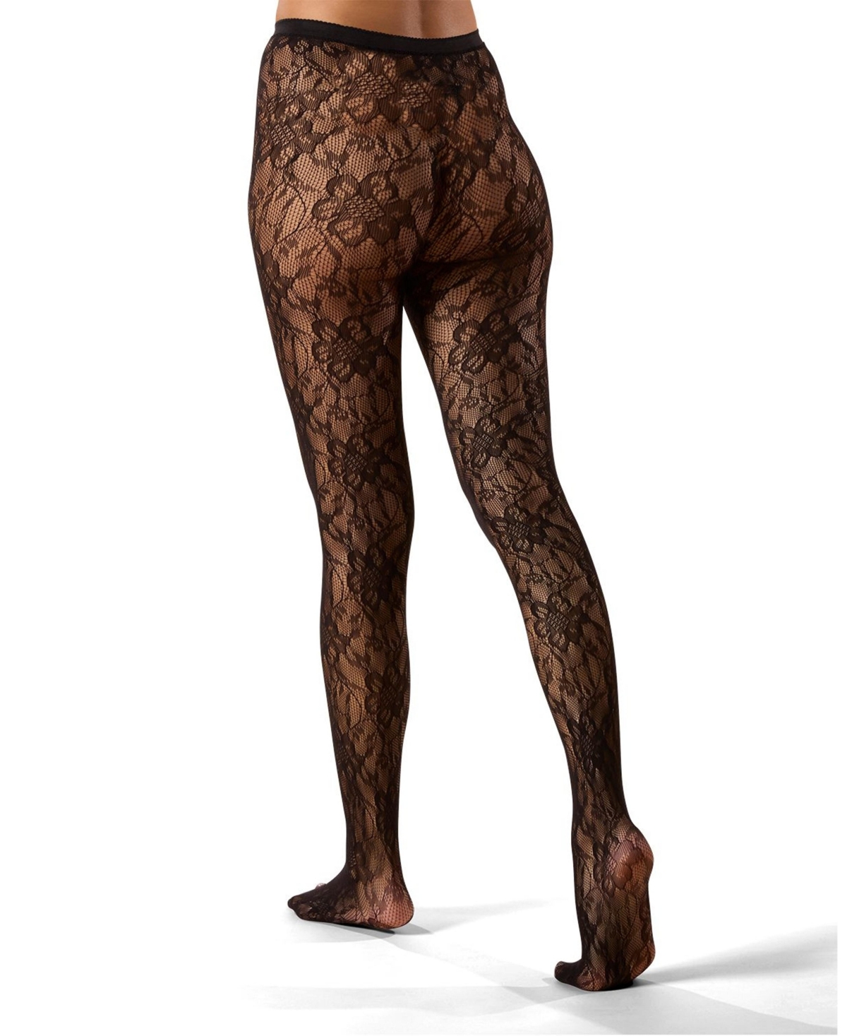 Memoi Women's "blooming Floral" Fashion Net Tights In Black