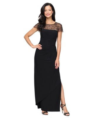 Alex Evenings - Petite Boat Neck A-Line Long Dress