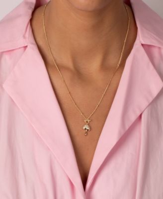 Cubic Zirconia Mushroom Toggle Pendant Necklace