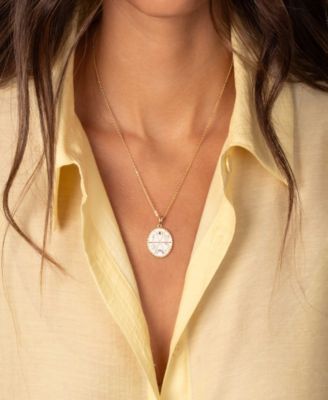 Pave Multi Charm Gold Plated Coin Pendant Necklace