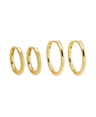Solid Thin Rounded Gold-Plated Hoop Combo Set Earring