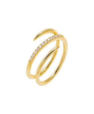 Cubic Zirconia Pave X Solid Triple Wrap Ring