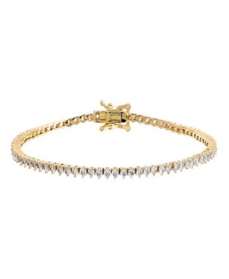 Gold Plated Thin Three Prong Tennis Bracelet