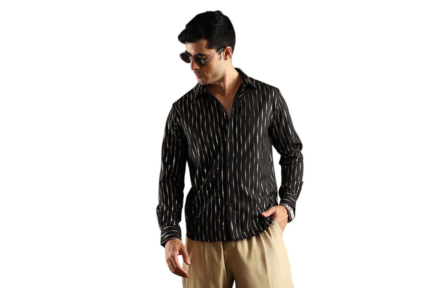 Men's Metallic-Vined Shirt