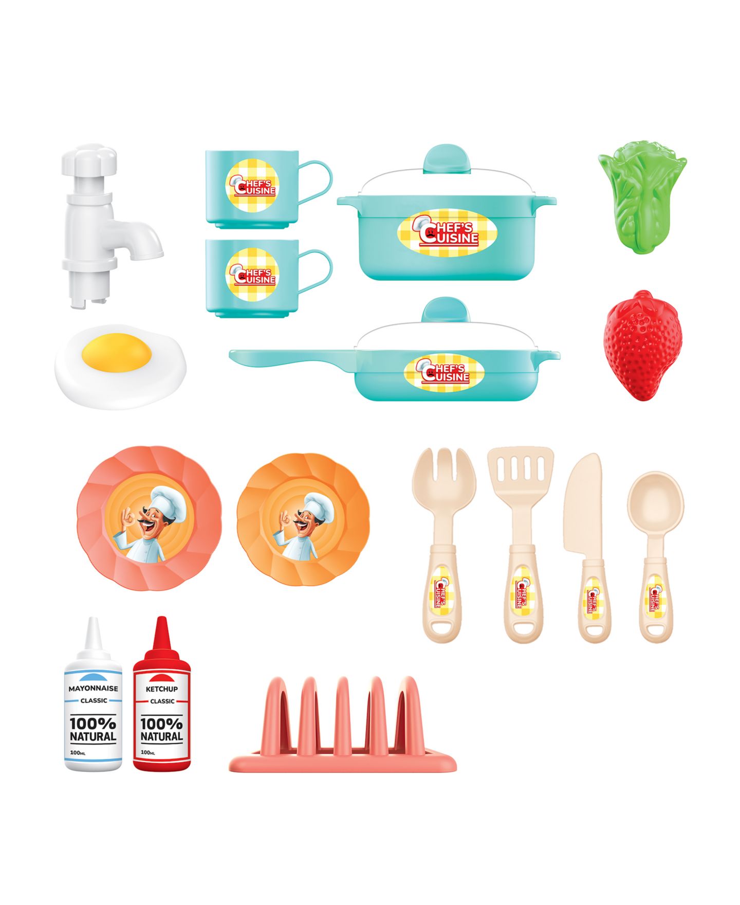 Детский игровой набор World Tech Toys Chef's Cuisine Working Faucet 28-Piece Kitchen Playset, Ages 3+ — фото 6