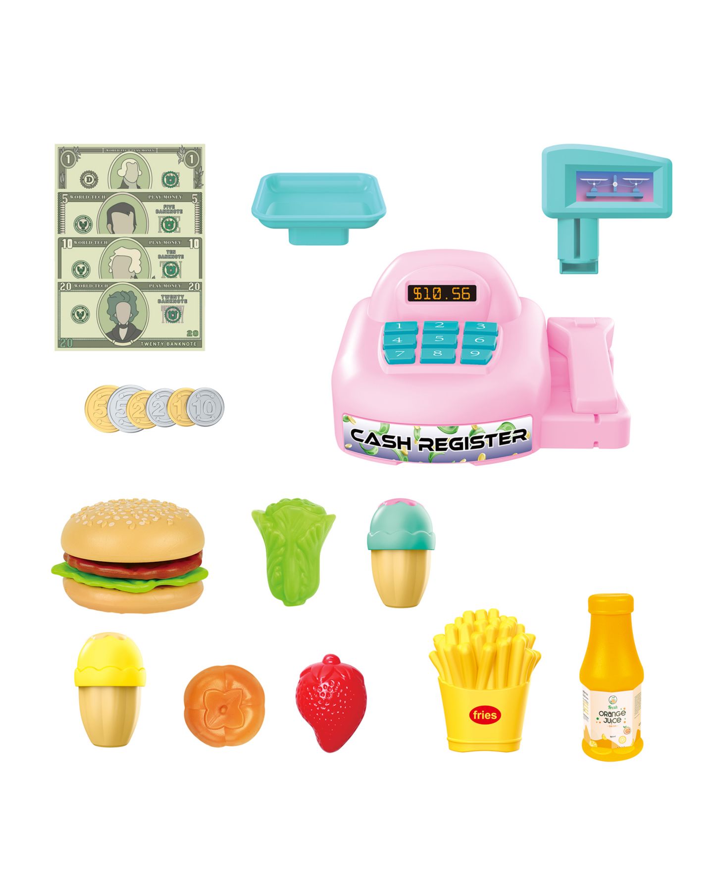 Детский игровой набор World Tech Toys My Market Stand LED Lights and Functional Scale 33-Piece Grocery Store Playset, Ages 3+ — фото 4