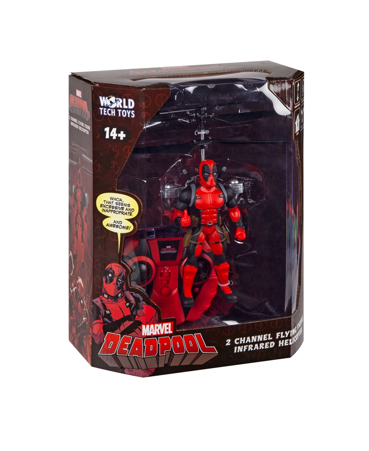 World Tech Toys Marvel Deadpool 2ch Jetpack Flying Figure Ir Helicopter In Transparent