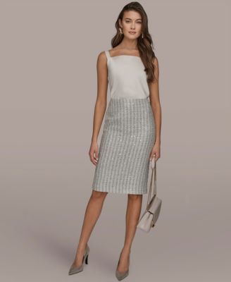 Women's Sequin Detail Pencil Midi Skirt