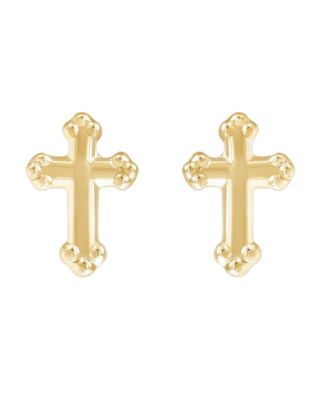 Cross Stud Earrings in 10k Yellow Gold