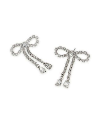 Faux Stone Rhinestone Bow Earrings