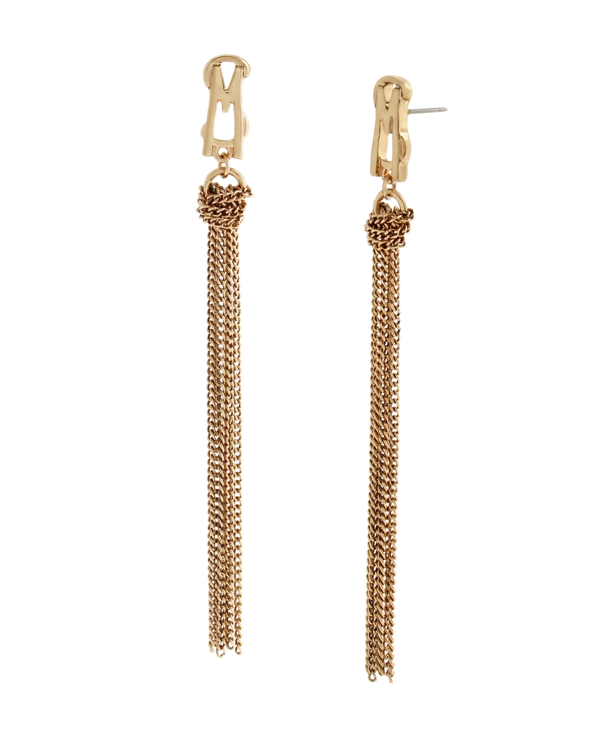 Steve Madden Gold Signature Logo Fringe Earrings