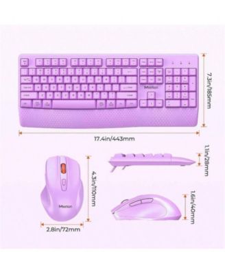 Wireless Combo, Full-Sized Keyboard with Wrist Rest & 3 DPI Mouse, 2.4G, Compatible with PC/Laptop/Computer, Purple