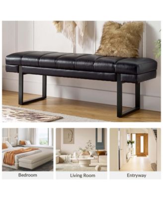 Mid-century Modern Laurens Upholstered Bench with Metal Legs