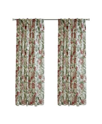 Jacobean Garden Jacobean Print Design Light Filtering Dual Header Curtain Panel for Livingroom 52" x 63" Red