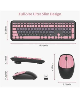 Quiet Wireless Keyboard And Mouse - Full-Size Colorful Keyboard And Mouse Combo, Slim Design, Low-Noise Typing For Windows PC Laptop - Black