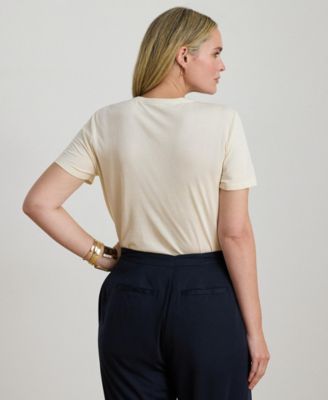 Plus Size Embroidered Crest Crewneck T-Shirt