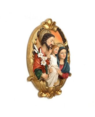 Holy Family Wall Plaque, Oval Religious Decor Featuring Joseph, Mary & Baby Jesus for Prayer Room & Faithful Home