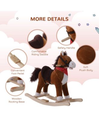 Kids Ride on Rocking Horse Plush Toy with Realistic Sounds