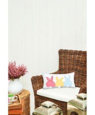 Easter Spring Themed Bunny Bum Spring Applique Small/Petite Accent Pillow, 10" x 20"