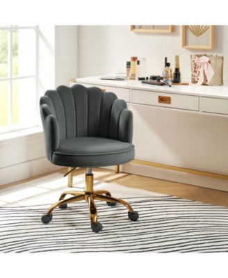 Woman Modern Cute Shell Back Upholstered Desk Chair for Vanity, Living Room