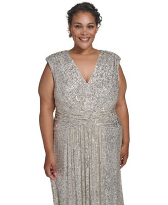 Plus Size Sequin V-Neck Dress