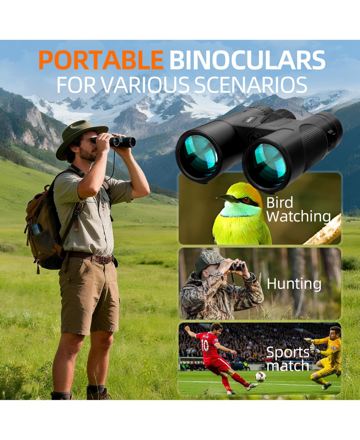 Sugift 12x42 Hd Binoculars for Adults – High Powered Waterproof Binoculars with Phone Adapter, Tripod & BAK4 Prism