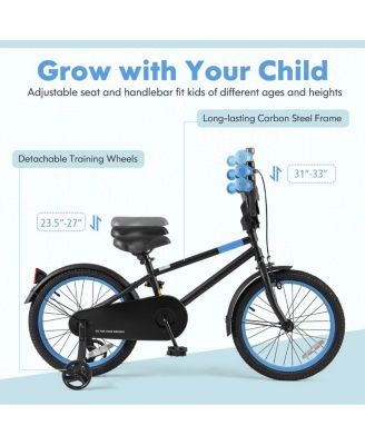 18 Inch Kids Bike with Adjustable Handlebar and Saddle Black