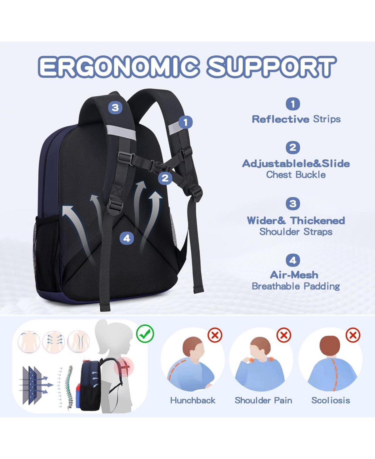 Batfox Kids Backpack, 16'' Lightweight School Backpack for Boys Girls,Casual Bookbag for Primary Elementary Middle School,Age 5-14