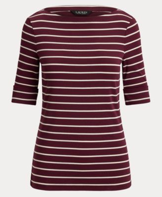Women's Striped Boat Neck T-Shirt