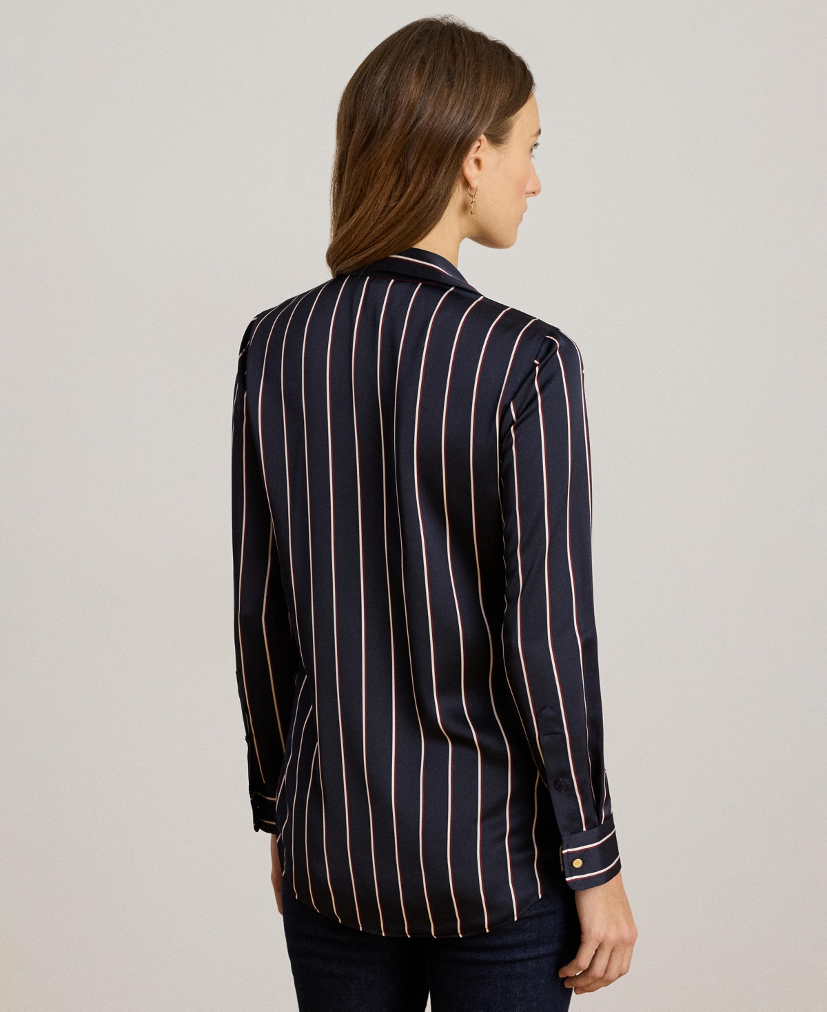 Lauren Ralph Women's Striped Charmeuse Shirt