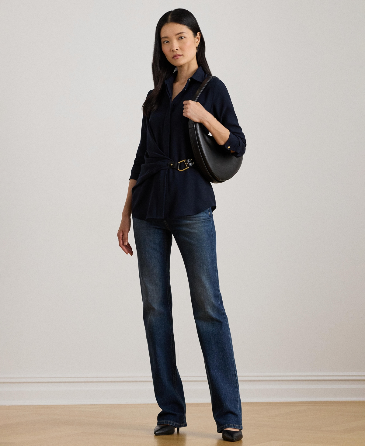 Ralph Lauren Women's Buckle Trim Top In Blue