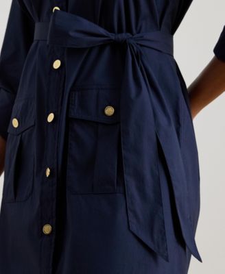 Women's Roll-Tab Sleeve Shirt Dress