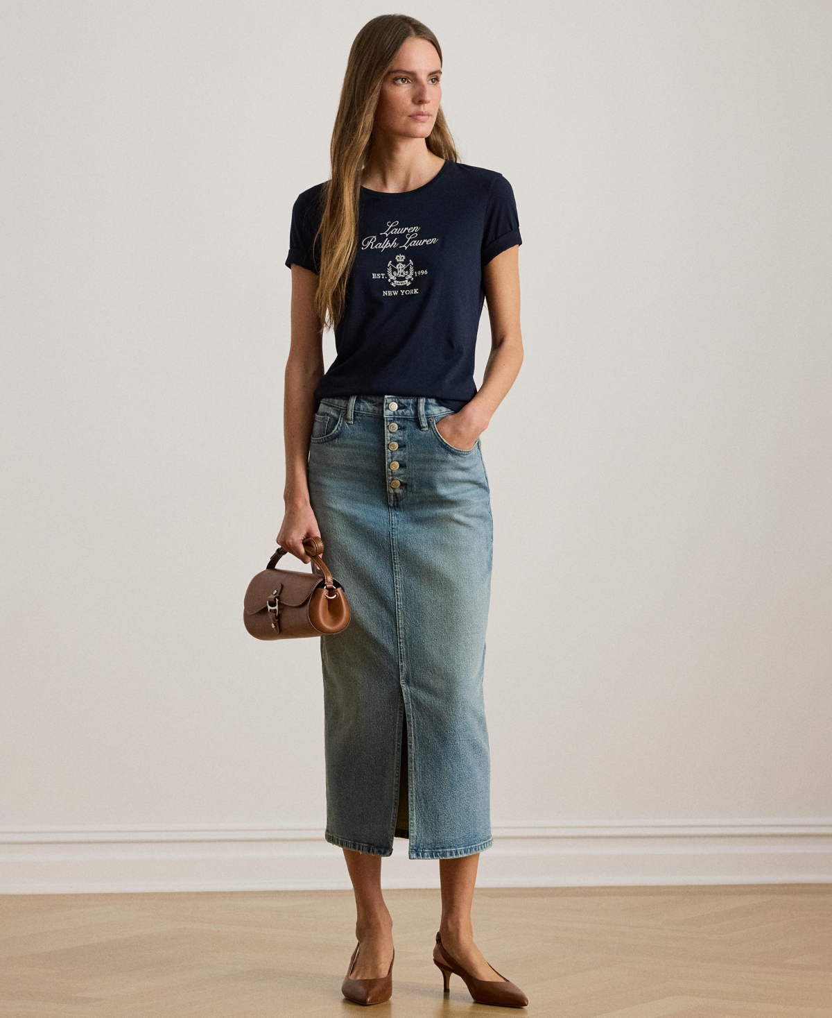 Ralph Lauren Women's Katlin Embroidered Crest Short Sleeve T-shirt In Blue