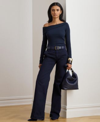 Women's Ribbed Asymmetrical Off-The-Shoulder Top