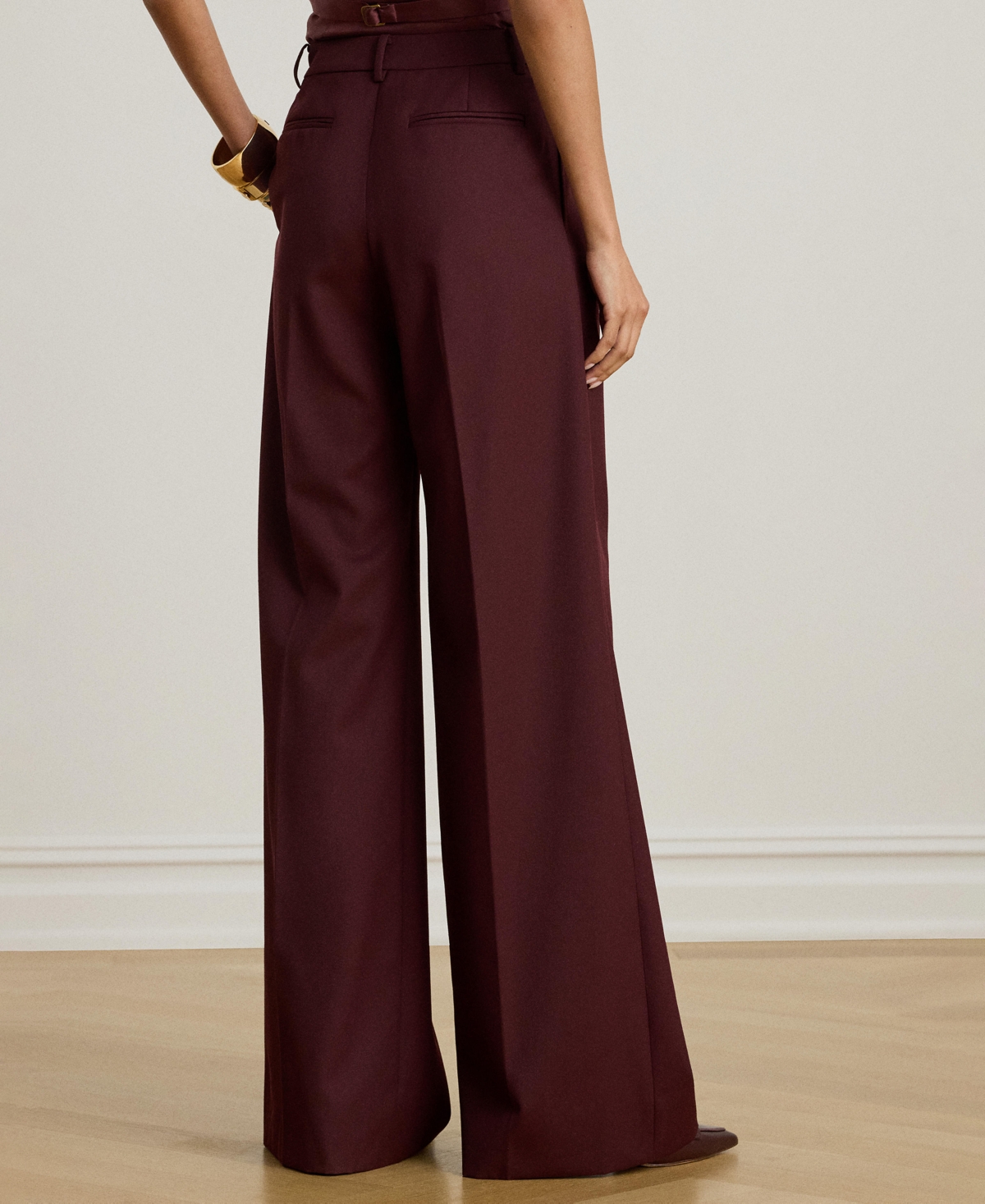 Ralph Lauren Women's Creased Wide-leg Pants In Burgundy