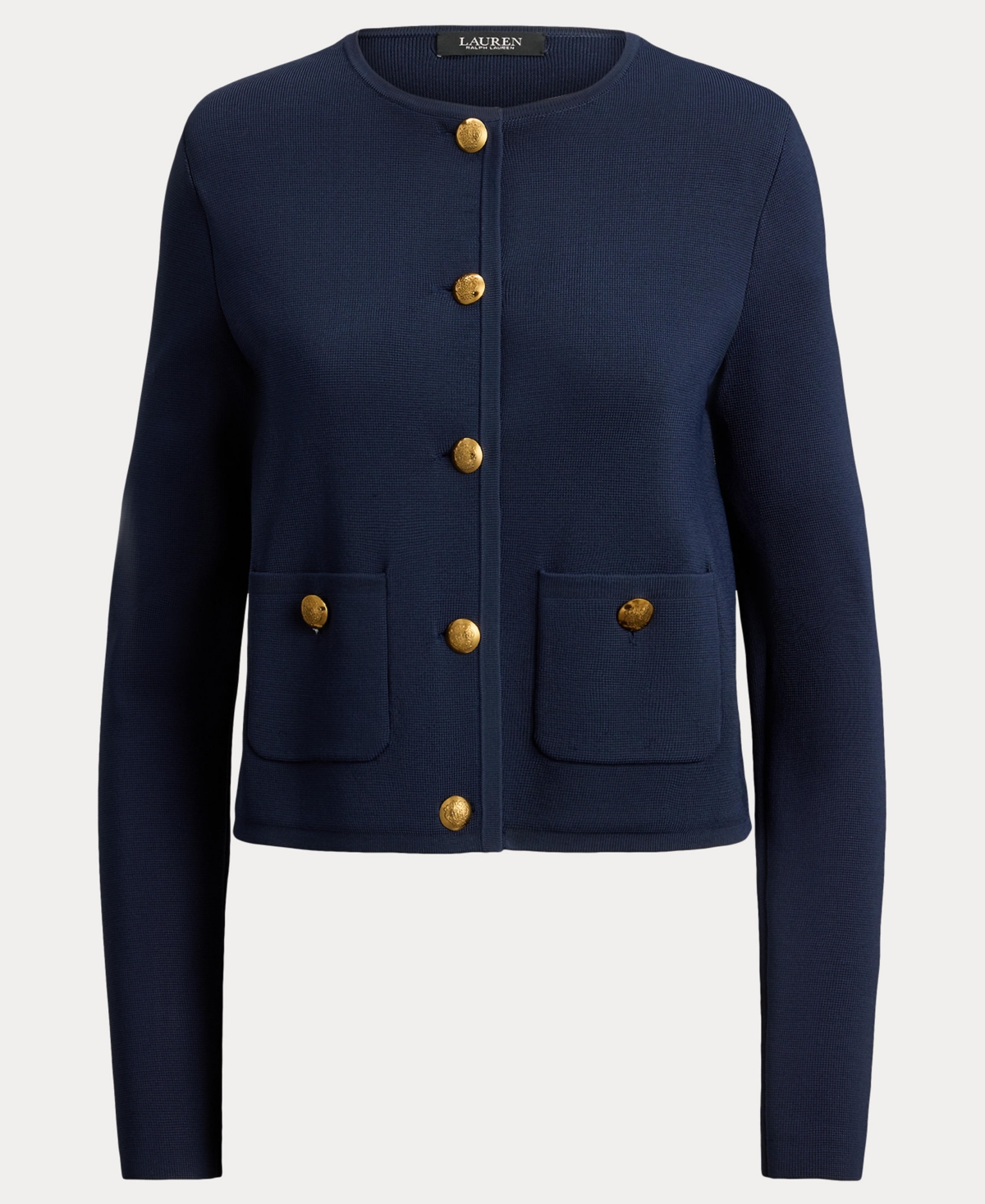 Ralph Lauren Women's Cropped Crewneck Sweater Jacket In Blue