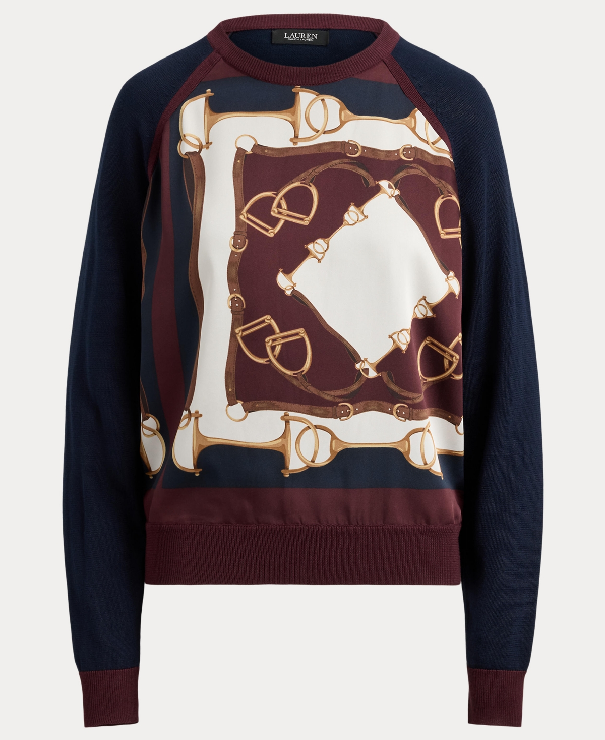 Lauren Ralph Women's Equestrian-Print Raglan-Sleeve Sweater